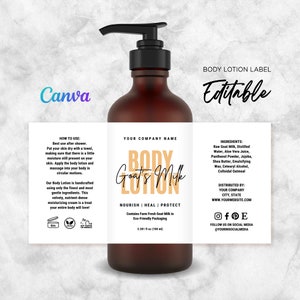 Body Lotion Bottle Labels Design, Lotion Label Template, Handmade Lotion Label, Shea Butter Lotion, Lotion Label Editable Template at Canva