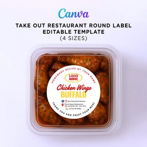 Take Out Label, Small Business Food Label, Food Packaging Label, Take Away Sticker Labels, Homemade Labels, Food Editable Template Canva