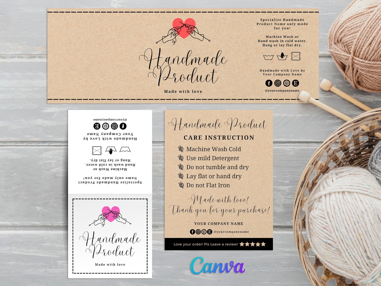 Printable Crochet Labels, Handmade Labels for Knitting, Handmade Label ...
