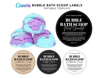 Printable Bubble Bath Scoops Labels, Ice Cream Bath Scoop, Bath Melts, Bubble Bath Truffles, Bath Bubble Scoops Editable Template at Canva