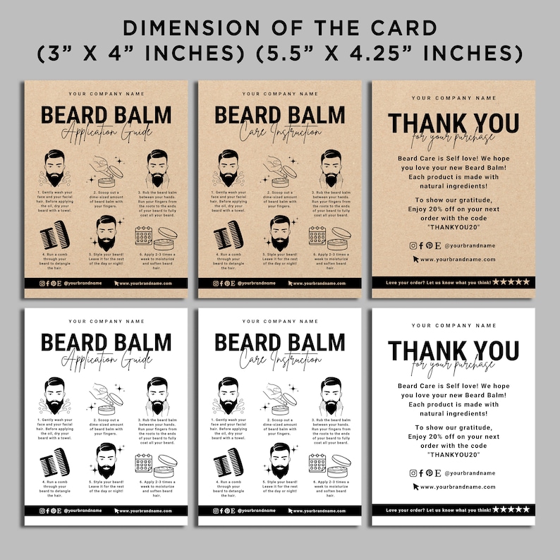 Printable Beard Balm Care Card, How to Use Beard Balm, Beard Balm ...