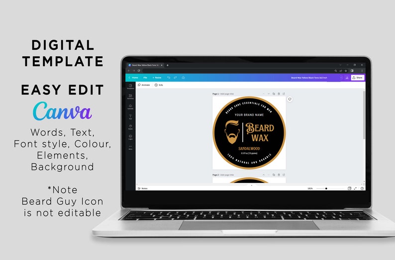 Printable Beard Wax Label Beard Balm Round Label Men Care - Etsy