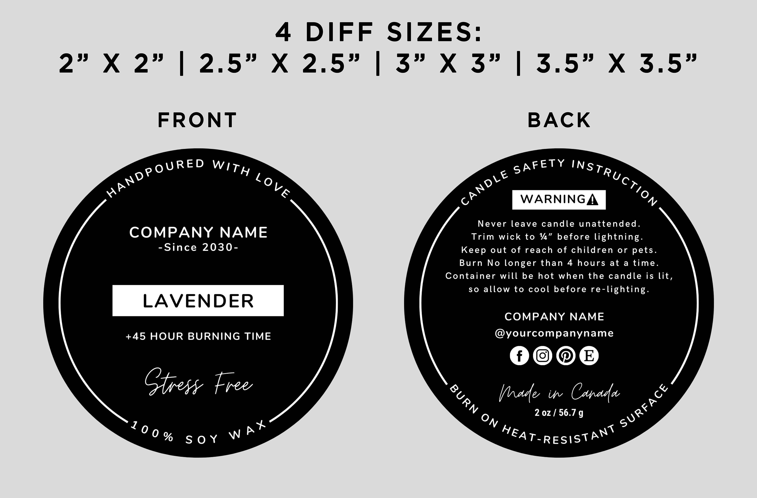 Printable Tin Can Label for Candles Candle Back Label Candle Etsy