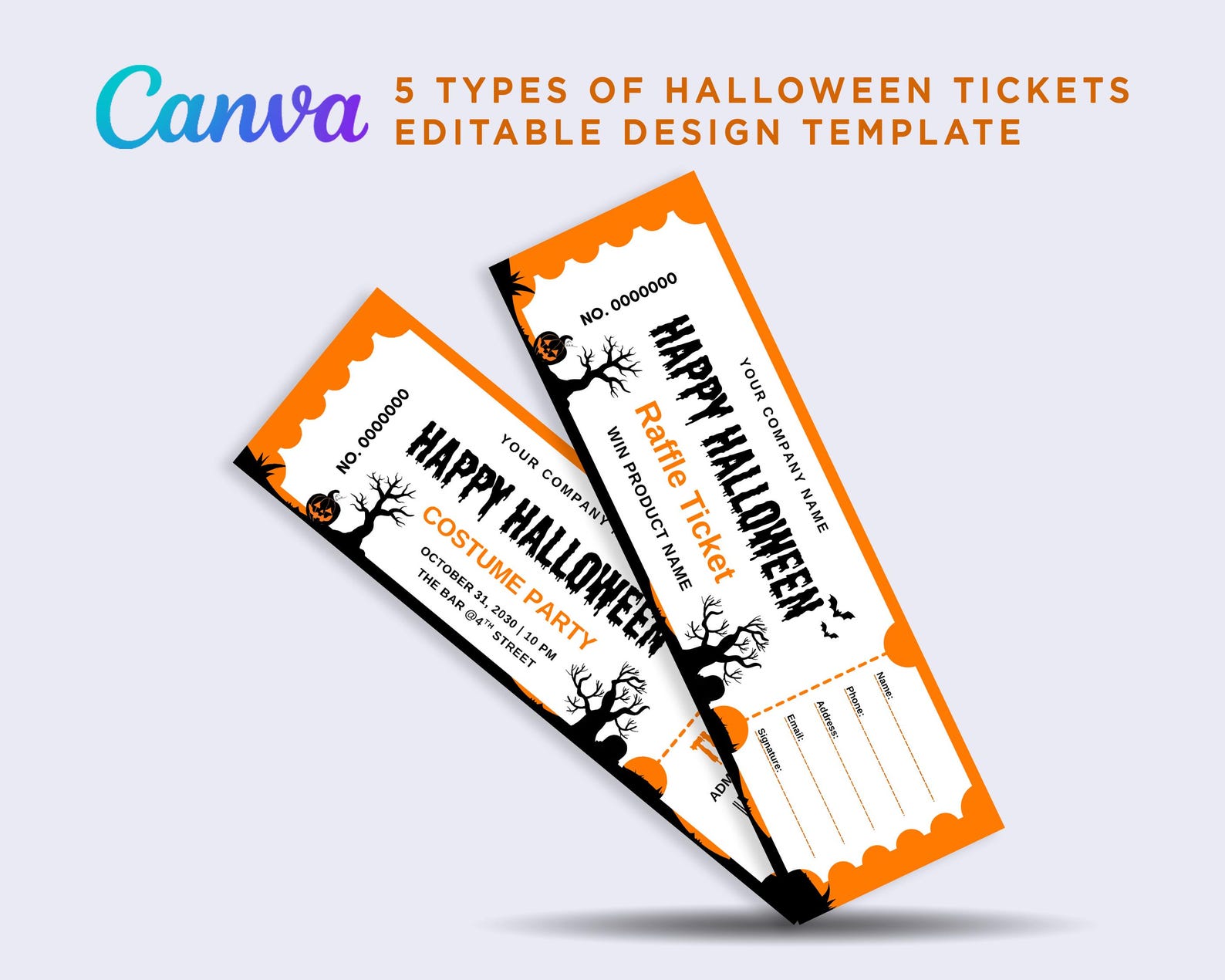 Editable Halloween Ticket Template: Spooky Party Invitation (digital ...