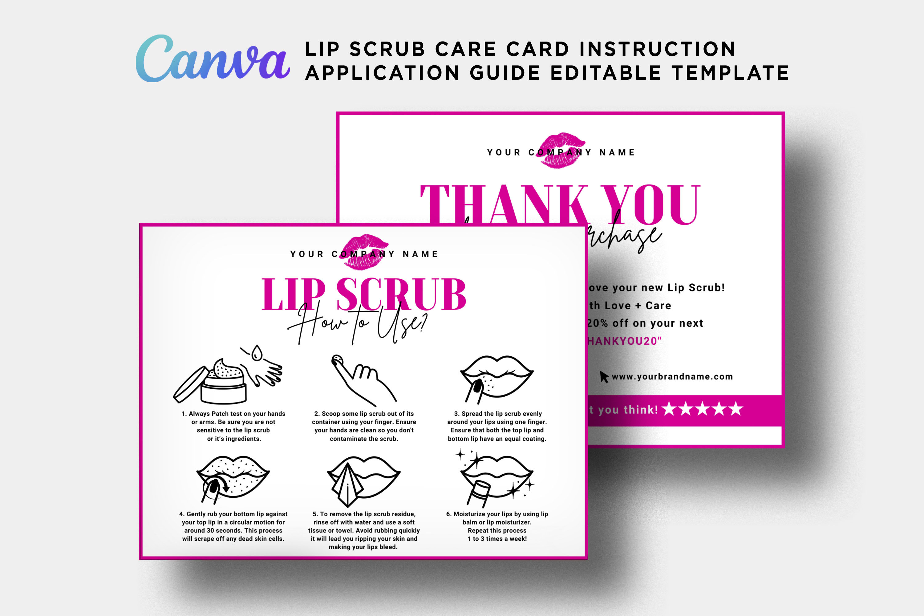 Scrub Application Lip Scrub Application Guide Card, How to Use Lip Scrub, Lip Scrub Thank ...