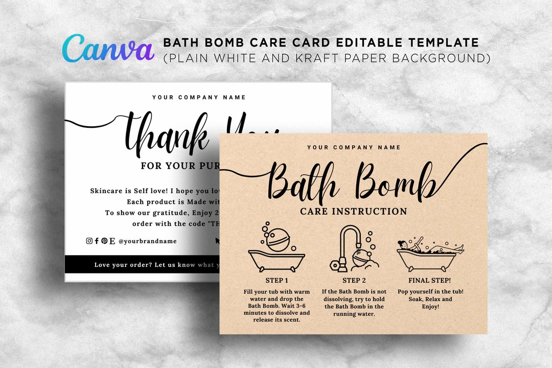 Bath Bomb Care Instruction Card Bath Fizzer Care Card How to Etsy