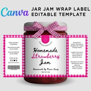 Wrap Labels for Jam, Round Label for Canning Jar, Homemade Jam Labels ...