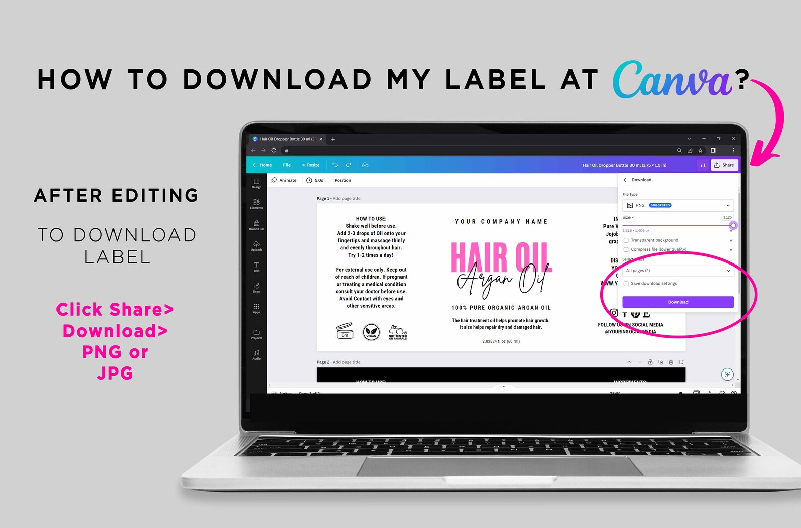Hair Draw Label Printable Hair Oil Labels, Hair Dropper, Hair Growth Oil Labels, Hair ...