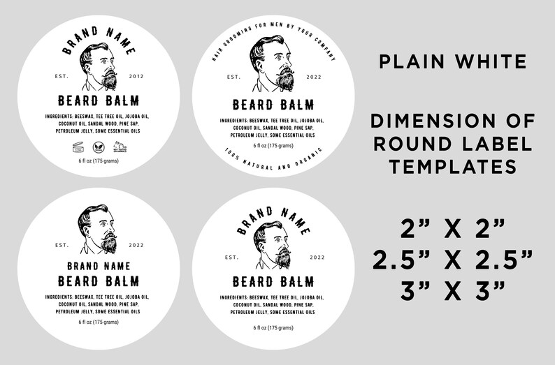 Printable Beard Balm Label Sticker Beard Balm Sticker Tin Etsy