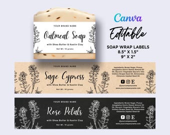 Printable Soap Label, Artisan Soap Label, Custom Soap Label, Soap Packaging, Soap Wrap Design, Soap Wrapper, Soap Template Editable at Canva