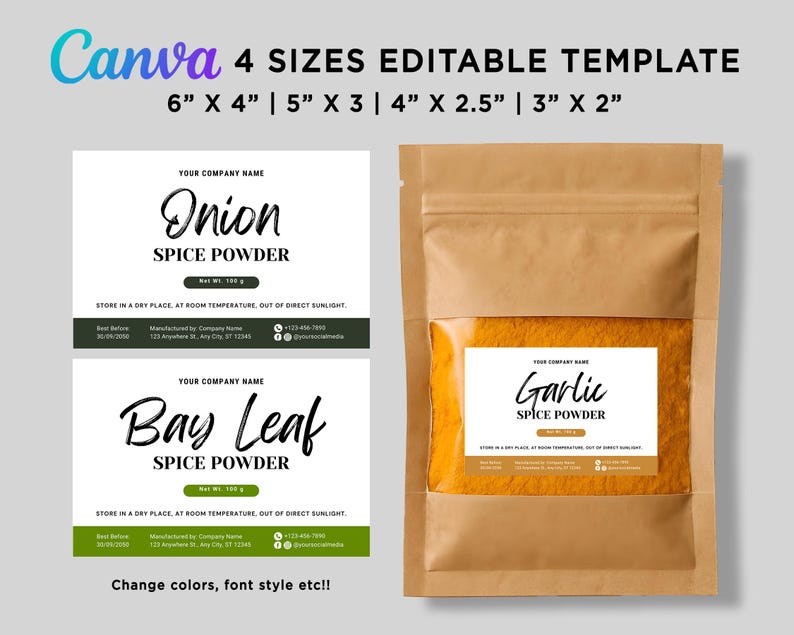 spice powder pouch packaging,
seasoning powder packaging,
spice wrap label,
seasoning label,
spice editable label,
spice template label,
bottle wrap labels,
pantry label design,
food label template,
salt pepper label,
garlic powder label,
cinnamon powder label,
turmeric powder label,
onion powder label,
bay leaf powder label,
Spice Powder Pouch Label Template, Printable Seasoning Powder Pouch Food Packaging Label, Custom Spice Bag Label Template Canva Editable, herbs and spices labels