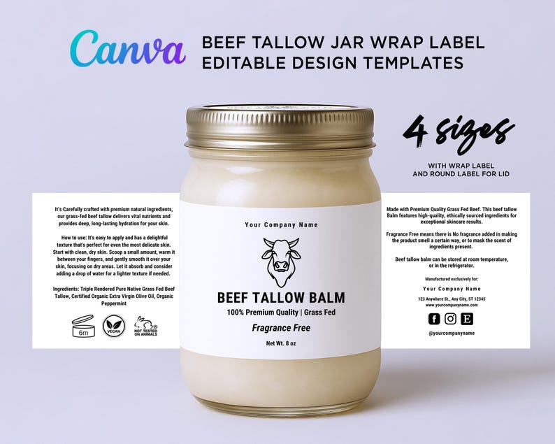 Beef Tallow Balm,
Beef Tallow Jars,
Beef tallow raw,
beef tallows,
Beef Tallow Labels,
Tallow Cream Labels,
Grass Fed Tallow Raw,
Beef Tallow Jar,
Beef tallow wholesale,
beef tallow balm,
beef tallow moisturizer,
beef tallow design,
beef tallow logo,
Premium Grass-Fed Beef Tallow Balm Canva Template,
Natural Skincare Label Design,
 Grass-Fed Skincare Packaging Canva Template,
Wholesale Beef Tallow Balm Label Design,
Canva Template for Bulk Skincare,
Beef Tallow Balm Small Business
