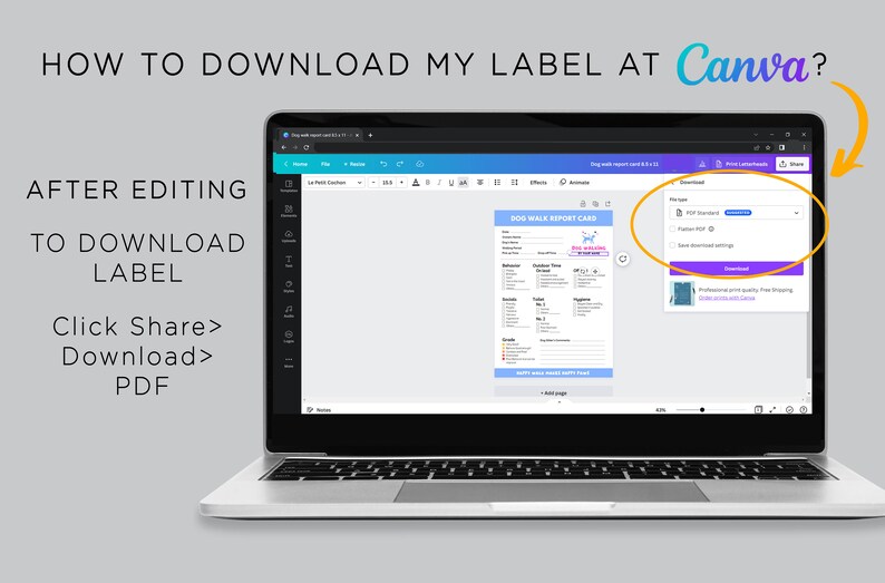 Printable Dog Walking Report Card Dog Walk Service Report Etsy