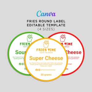 Editable French Fries Logo Template: Canva Label Design (Digital Download)