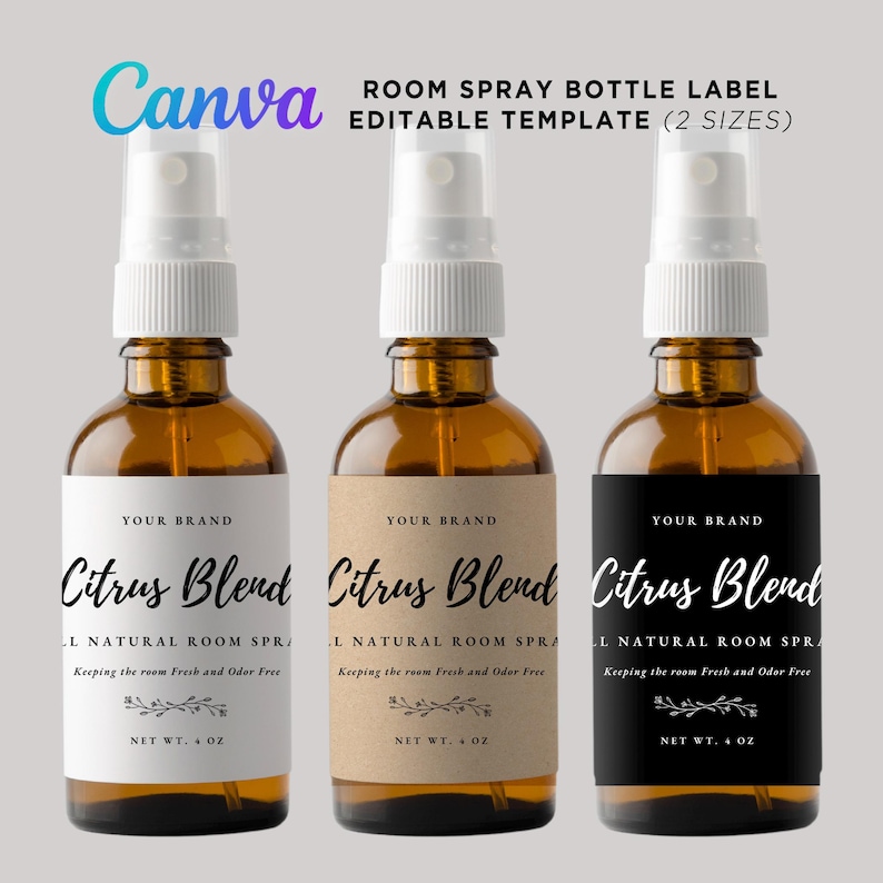 DIY Room Spray Label Template, Room Air Freshener Sticker Design ...