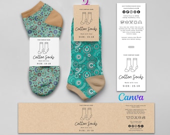 Printable Sock Wrap Labels, Cotton Socks Label Designs, Handmade Socks Labels, Socks Fold Label, Sock Tags, Socks Editable Template at Canva
