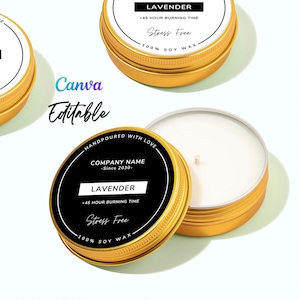 Printable Candle Label, Tin Can Labels for Candles, Candle Safety Labels, Candle Warning Labels, Candle Round Label Editable Template Canva