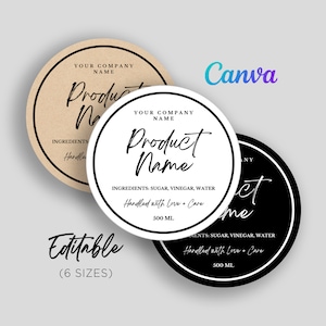 Printable Round Label, Canning Lid Label, Homemade Labels, Circle Labels, Round Stickers, Food Labels, Round Editable Template at Canva