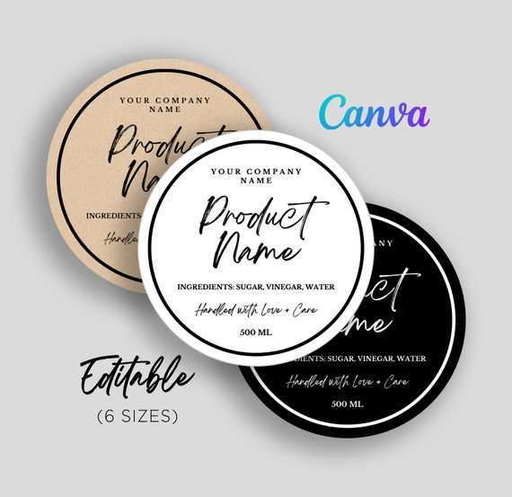 Printable Round Label, Canning Lid Label, Homemade Labels, Circle Labels, Round Stickers, Food Labels, Round Editable Template at Canva