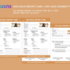 Printable Dog Walking Report Card, Dog Walk Service Report Card, Dog ...