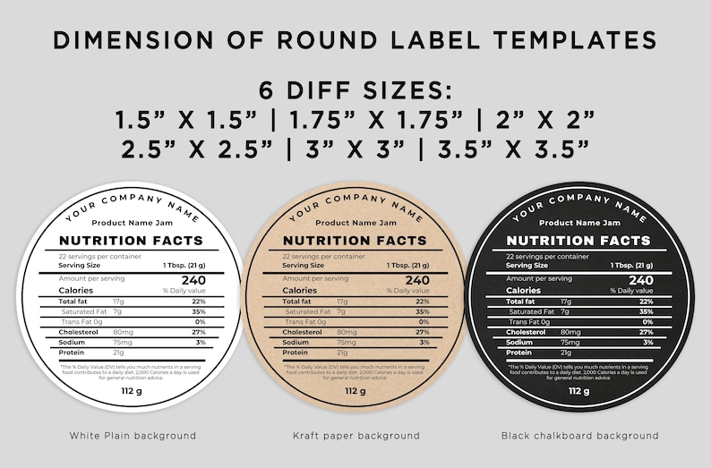 round sticker label,
2 inch round sticker,
homemade jam labels,
canning lid jar,
homemade labels,
circle labels,
Nutrition Label,
Nutrition Template,
Nutritional Label Template,
Nutrition Facts,
Nutrition Facts Labels,
Editable Nutrition Facts,
Editable Nutrition Facts Label Template Canva,
Custom Food Product Label,
Printable Nutritional Information Sticker,
Homemade food label,
Food packaging,
Ingredient label,
Dietary info