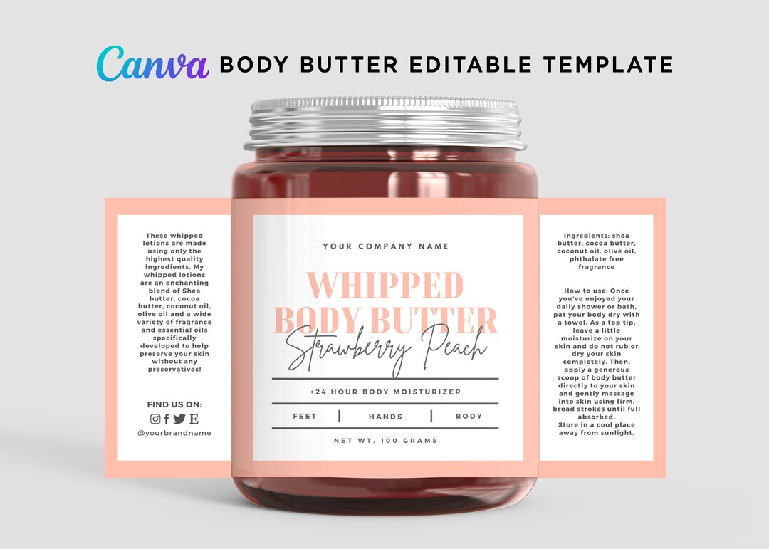 Whipped Body Butter Wrap Labels Whipped Body Butter Labels Etsy