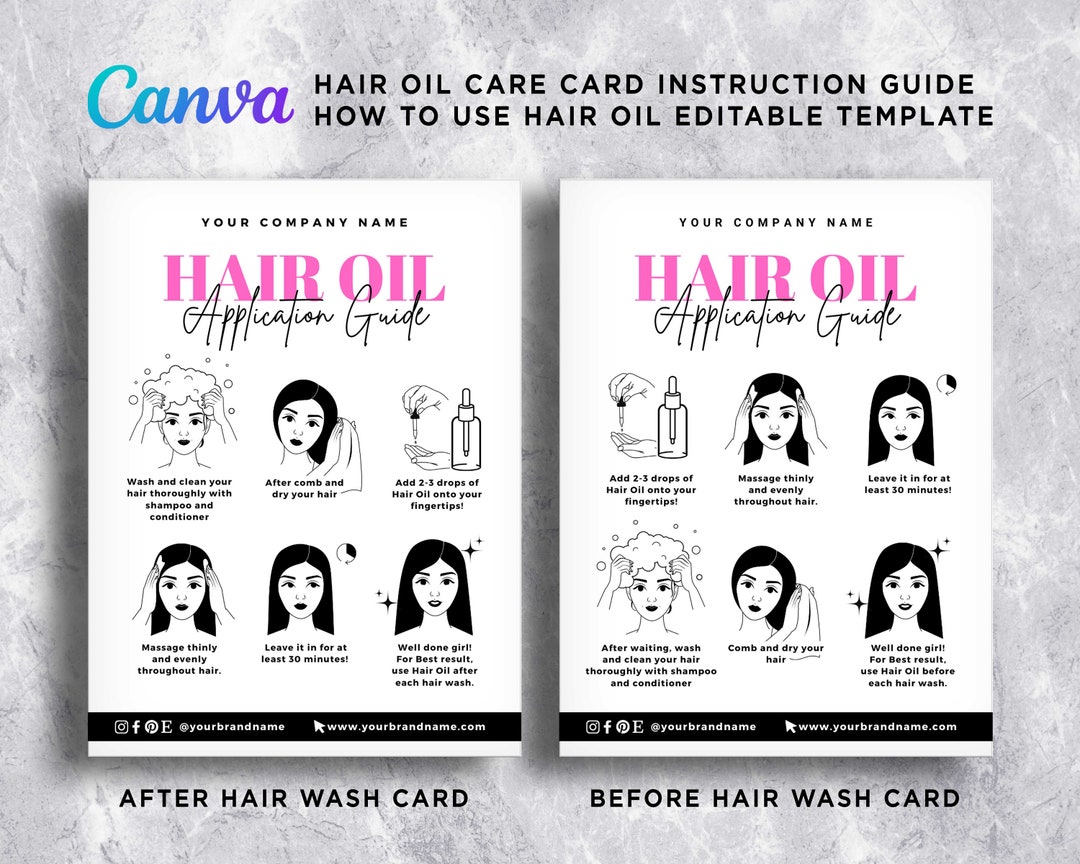 Hair Oil Application Guide Hair Growth Oil Care Card How to Etsy