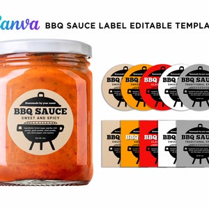 Printable BBQ Sauce Round Label, Bbq Sauce Square Label, Editable Homemade BBQ Label Designs, label for bbq sauce Editable Template at Canva