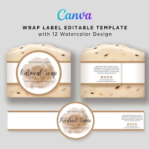 Etichetta per sapone stampabile, etichetta per sapone artigianale biologico, etichetta per sapone con fascia per sigari personalizzata, etichetta per guaine per sapone per sigari, modello digitale modificabile Canva.
