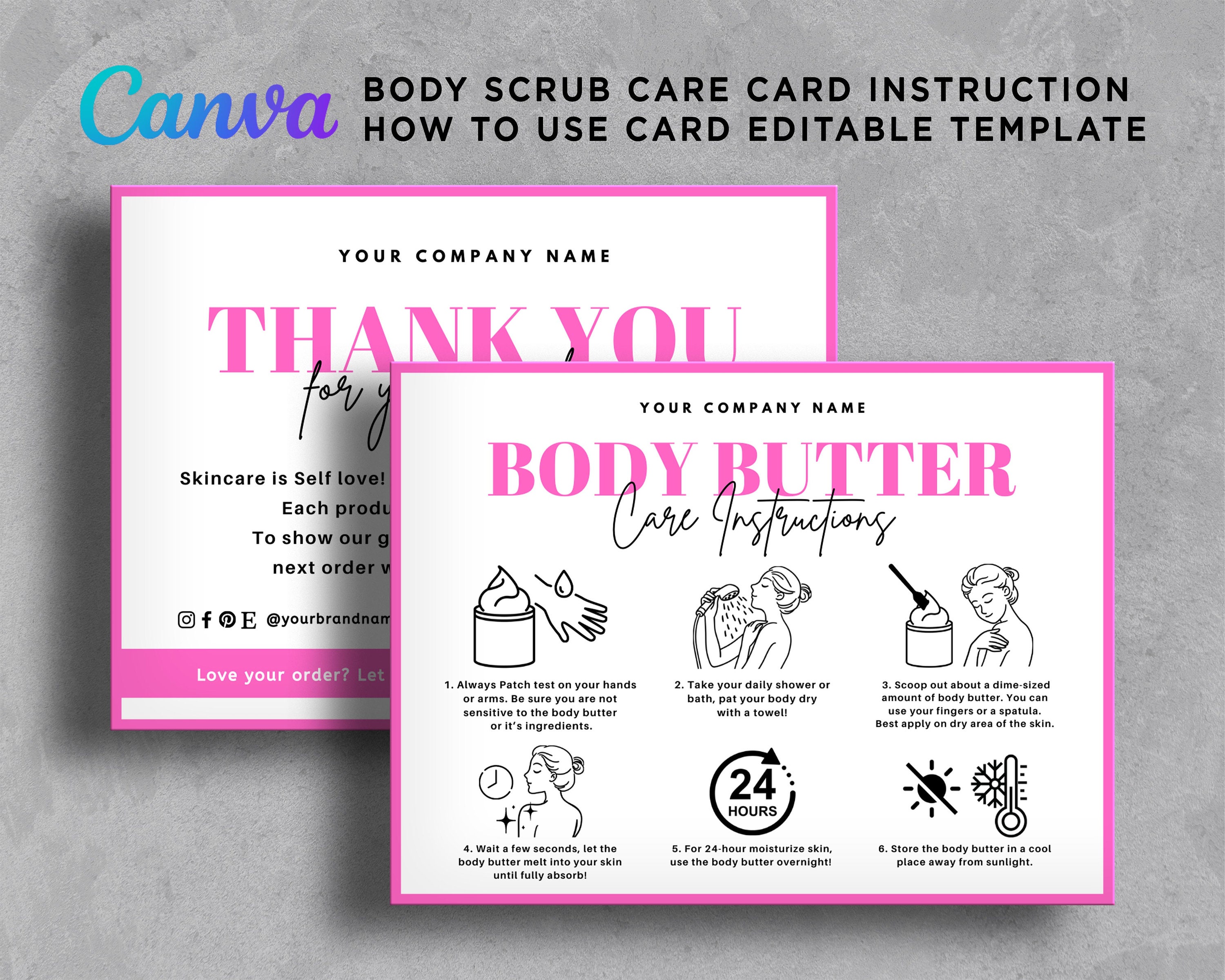 Body Butter Instruction Card How to Use Body Butter Thank Etsy