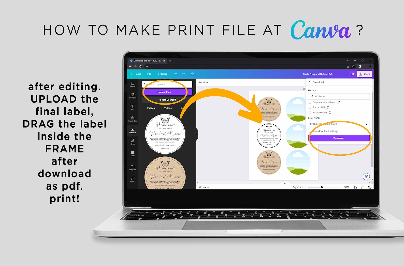 Product Label, Ingredients Label, Round Label, Homemade Labels, Made ...