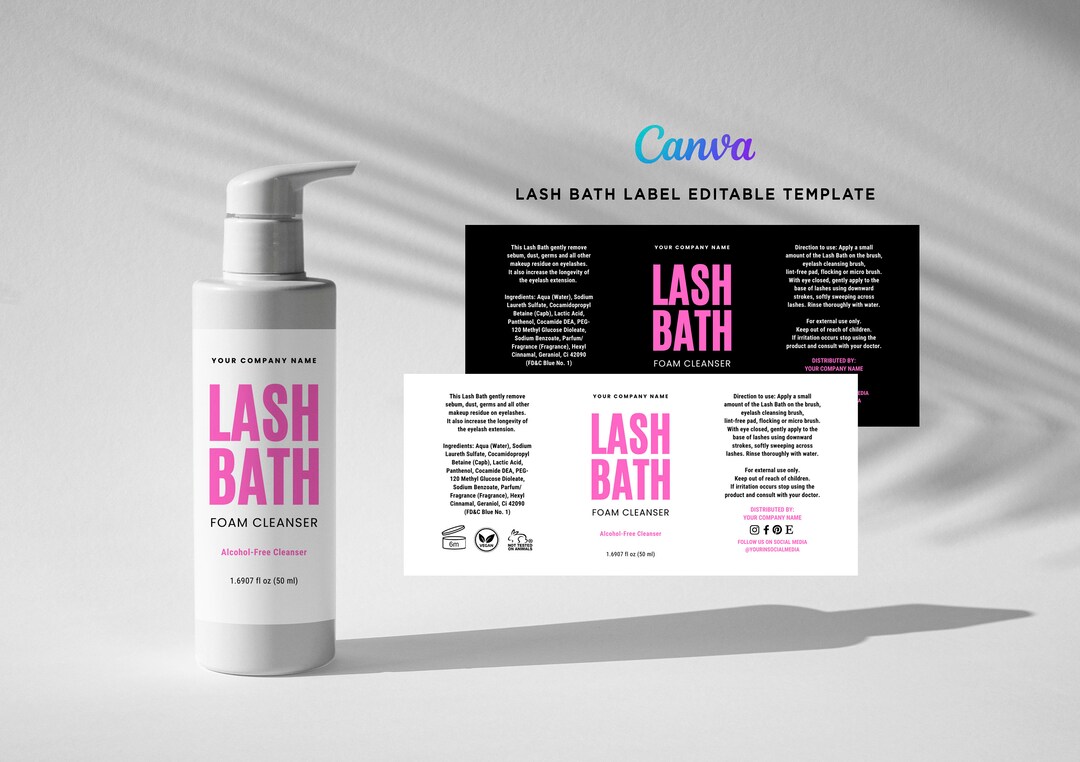 Printable Lash Bath Labels Lash Bath Bottle Labels Lash Etsy