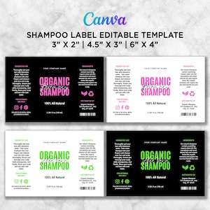 Shampoo Components Label Organic Shampoo Label Template Canva, Editable Hair Care & Cosmetic ...