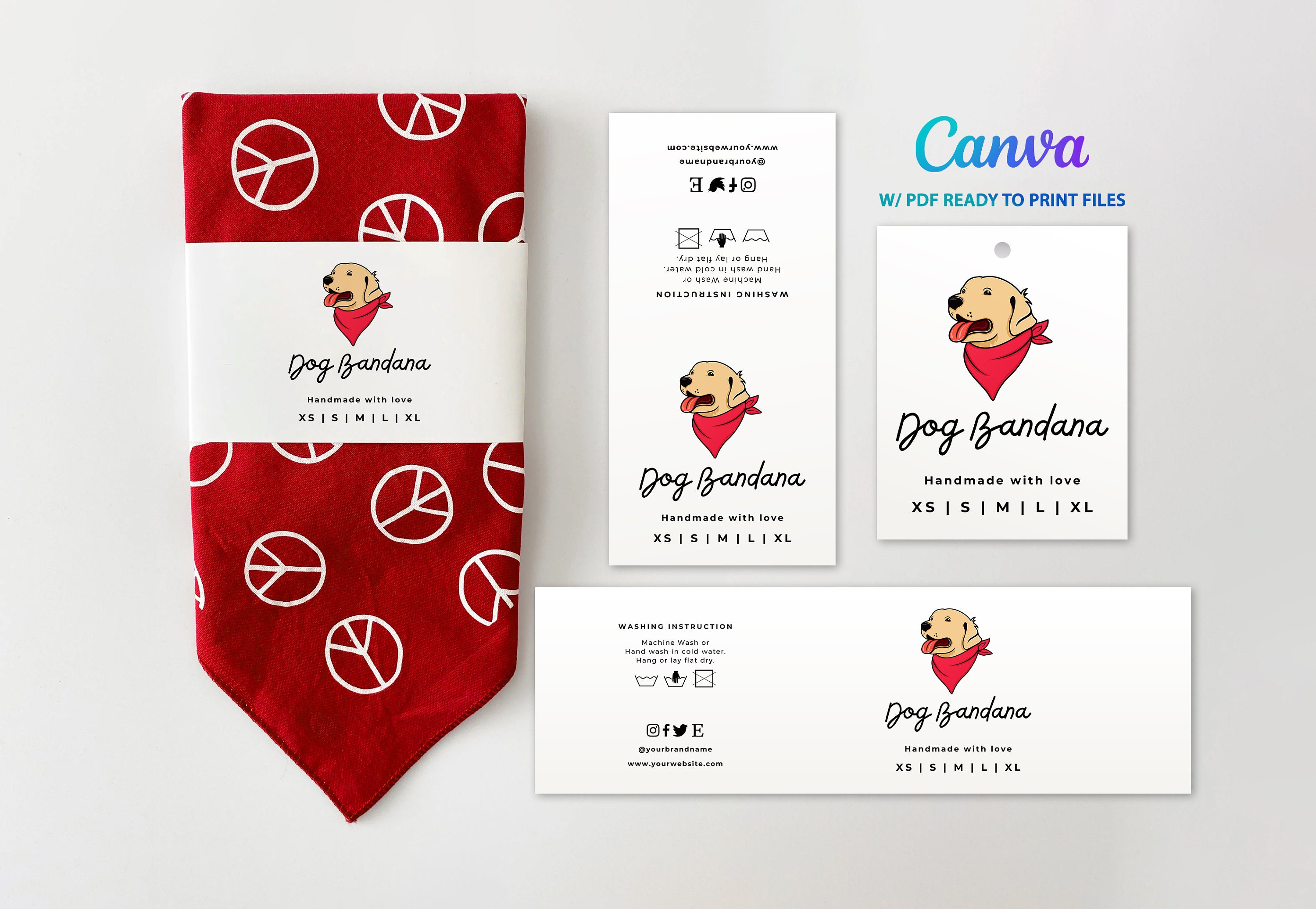 Printable Dog Bandana Label Template DIY Pet Bandana Hang Etsy Australia