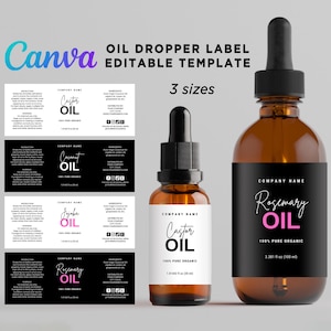 Editable Oil Dropper Label Template, Canva Tincture Label, DIY ...