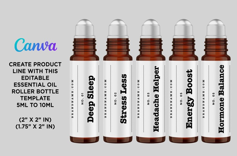 Essential Oil Roller Bottle Template Canva, Minimalist 10 Ml Bottle ...