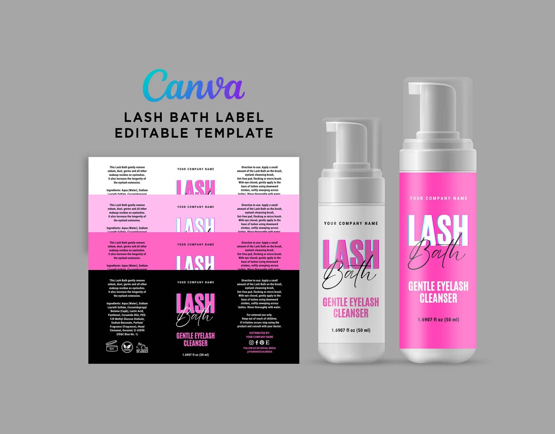 Lash Bath Labels, Lash Shampoo Labels, Lash Labels, Lash Cleanser