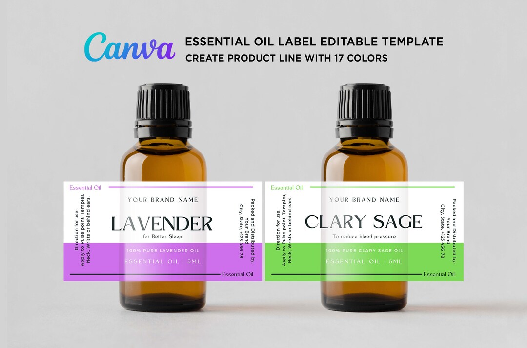 Printable Essential Oils Label 5ml Essential Oil 10ml Etsy