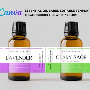 Printable Essential Oils Label, 5ml Essential Oil, 10ml Essential Oil ...