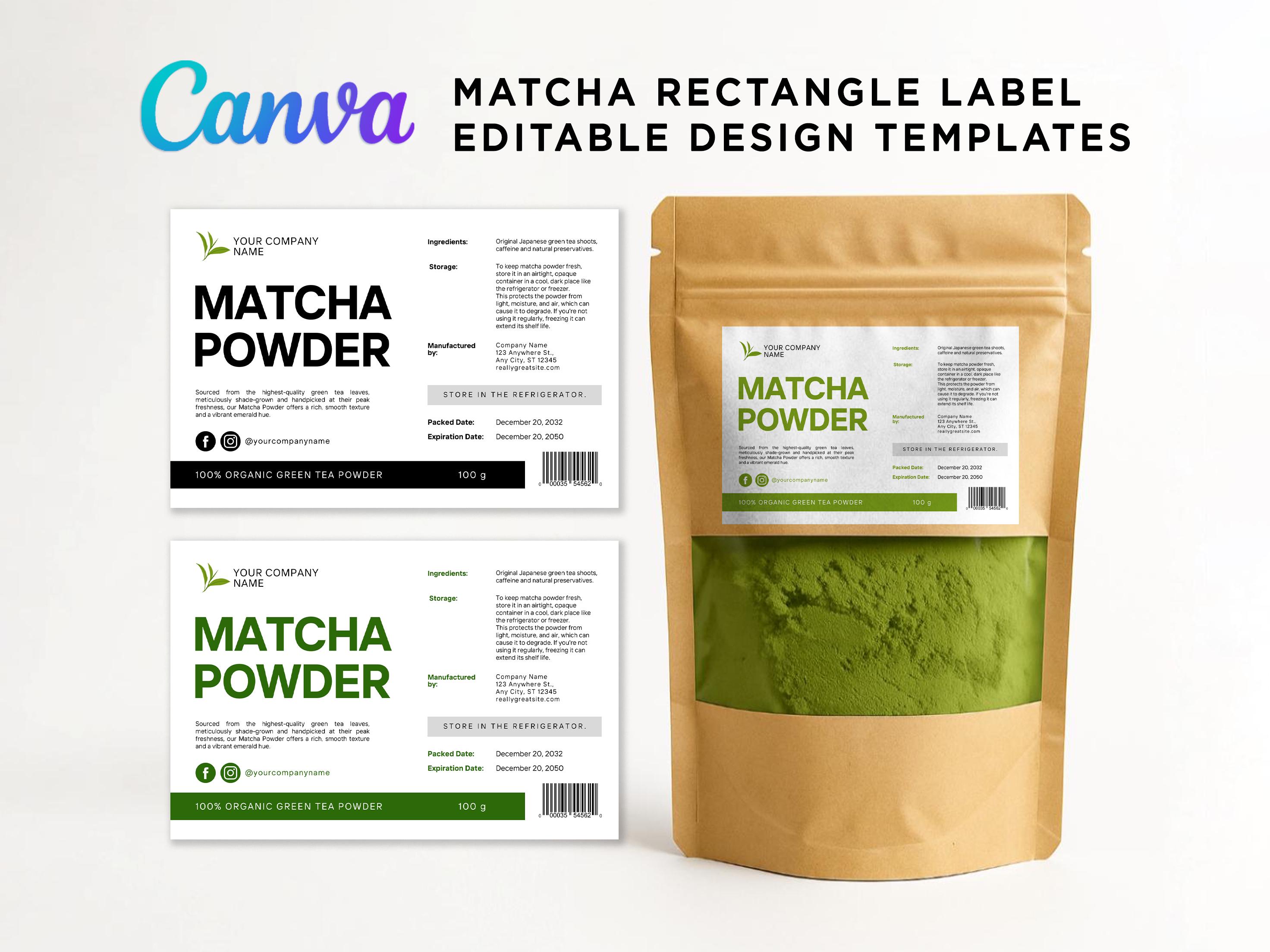 Matcha Receipt Matcha Powder Label Template: Editable Packaging Design (canva) - Etsy