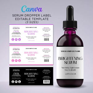 Printable Serum Label, Dropper Oil Labels, Serum Oil Labels, Dropper Bottle Labels, 30ml Label Template, Serum Label Template Editable Canva