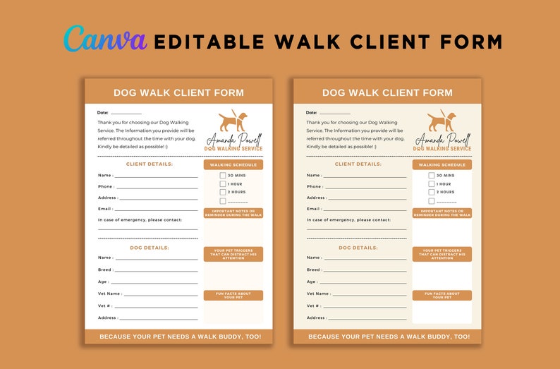 Dog Walking Templates Dog Walk Starter Kit Dog Walk Service - Etsy