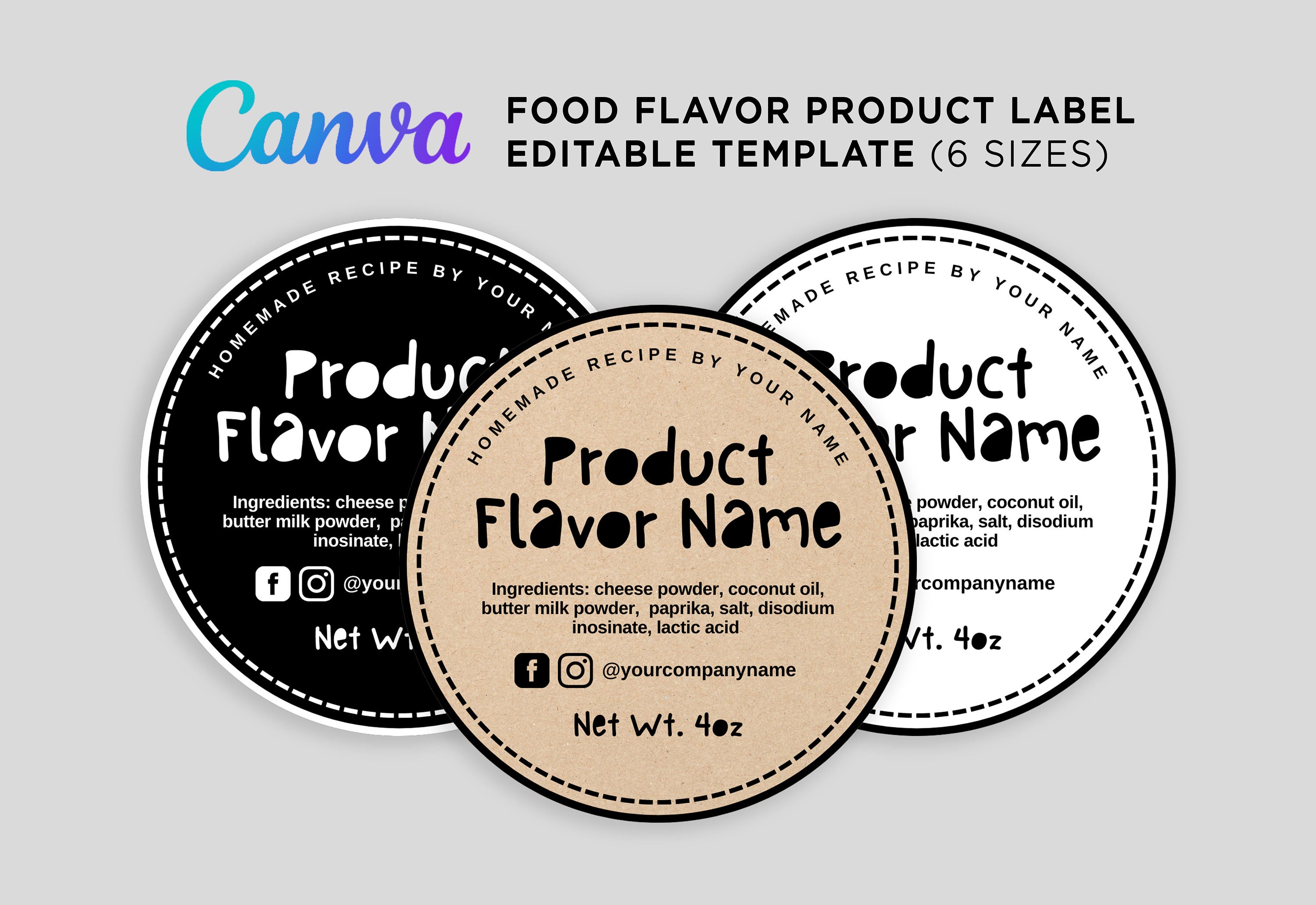 Printable Product Round Label Popcorn Labels Food Circle