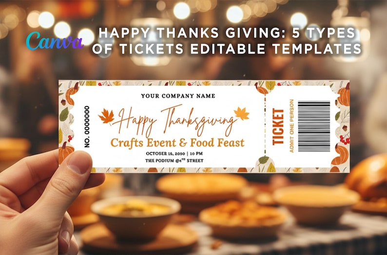 Hello Fall Raffle Printable Tickets Editable Thanksgiving Ticket Kit, 5-in-1 Raffle, Party, and Shopping ...