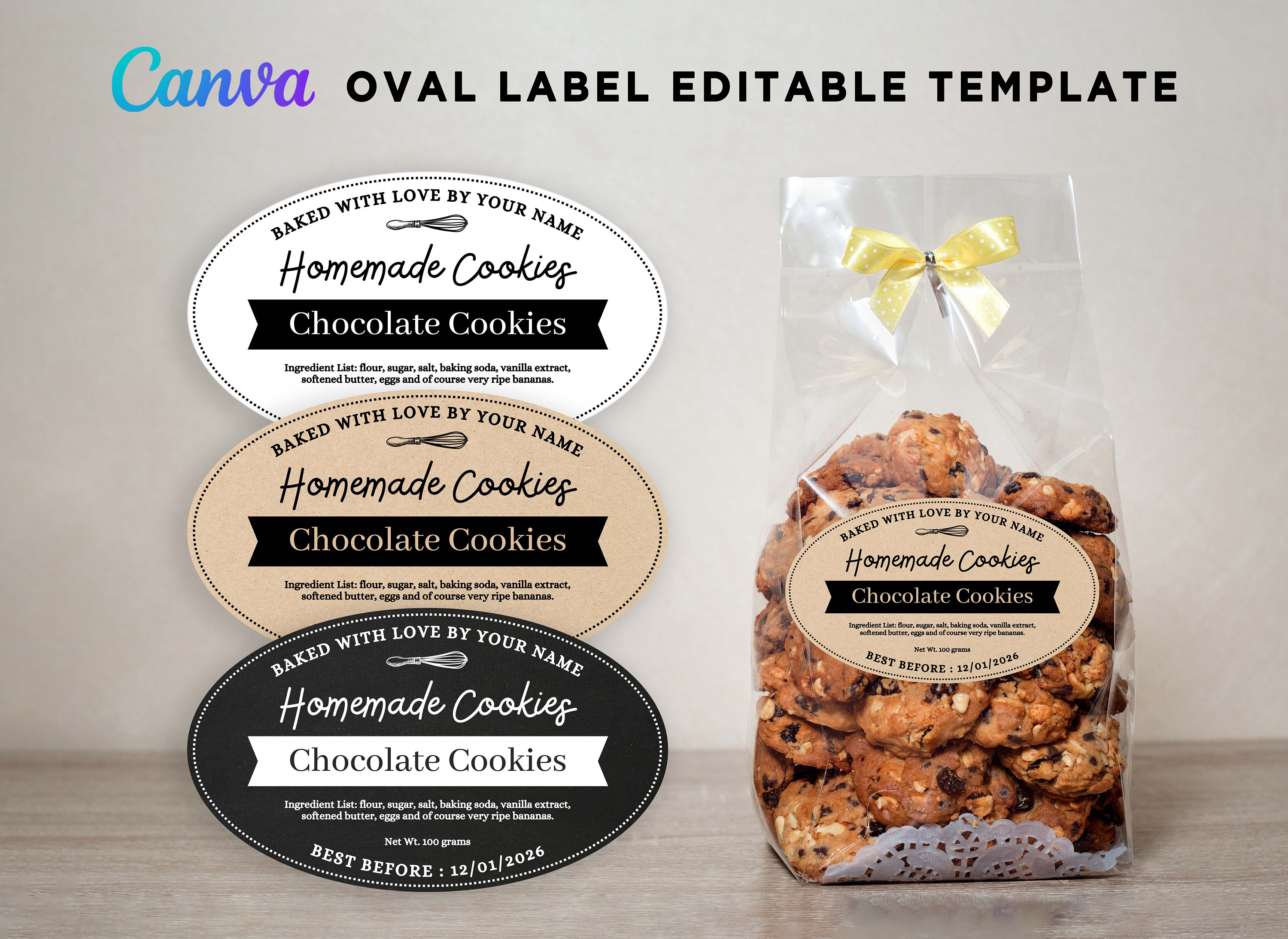 Oval Label Template Oval Sticker for Homemade Cookies