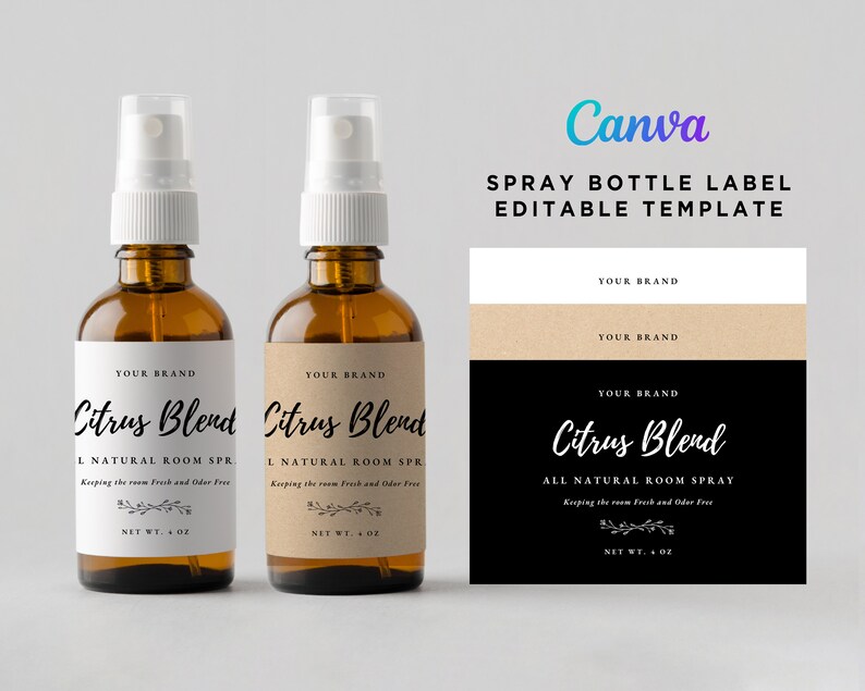 Room Rabel Printable Room Spray Label Template, Editable Bottle Spray Product ...