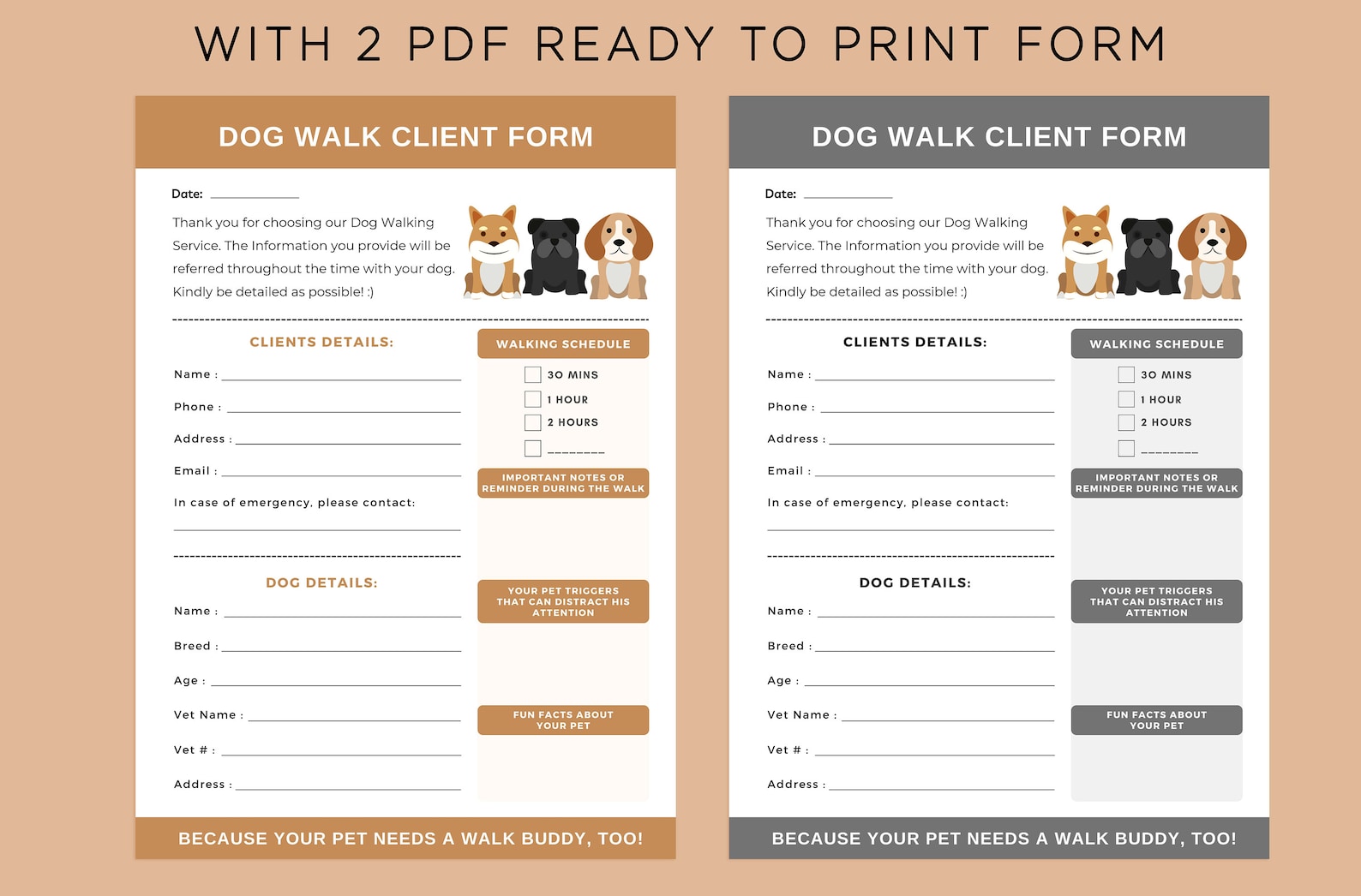 Printable Dog Walk Client Form Dog Walk Service Dog Etsy Canada