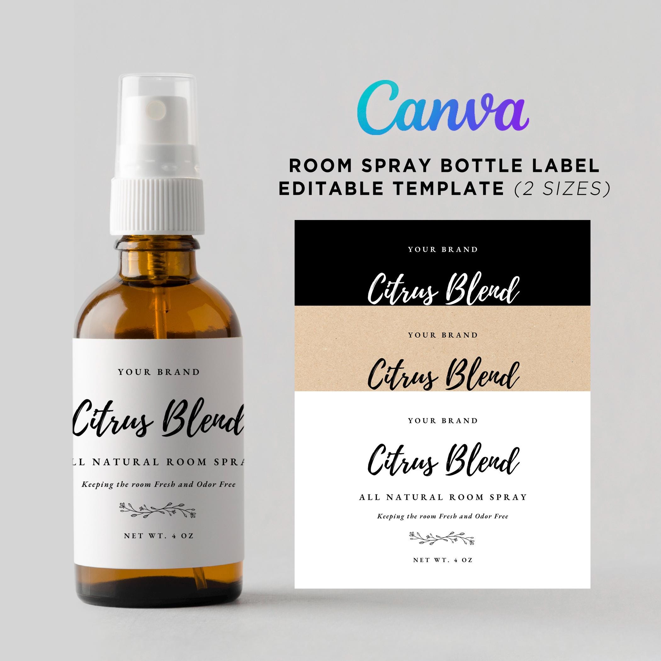 DIY Room Spray Label Template, Room Air Freshener Sticker Design ...