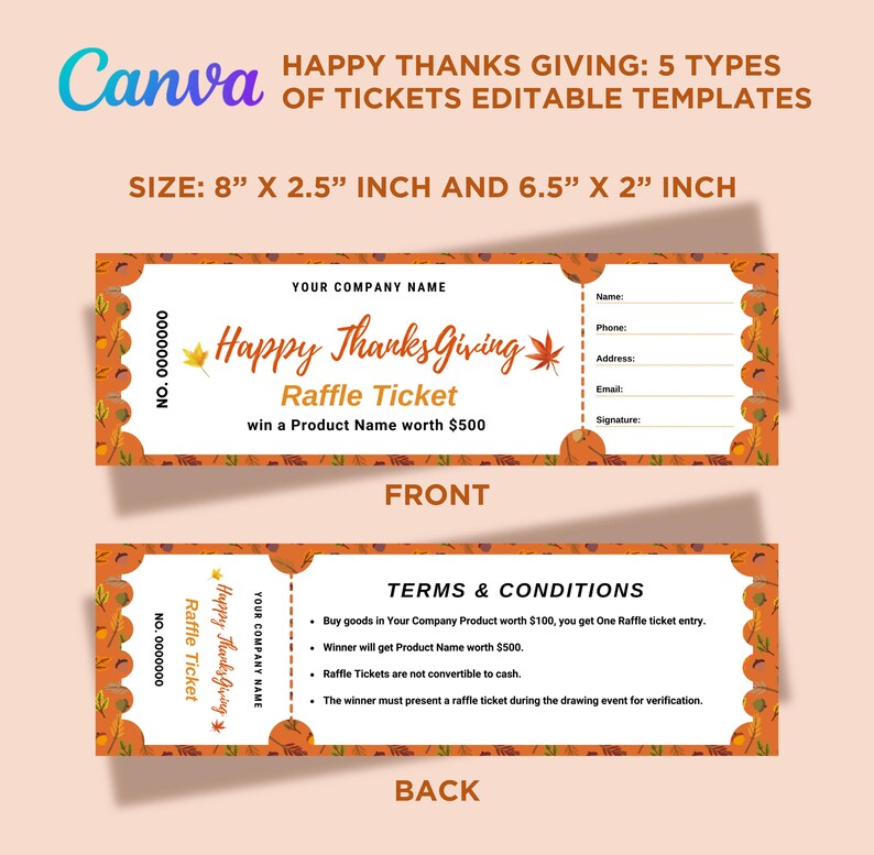 5 Types of Thanksgiving Ticket Sets, Happy Thanksgiving Templates ...
