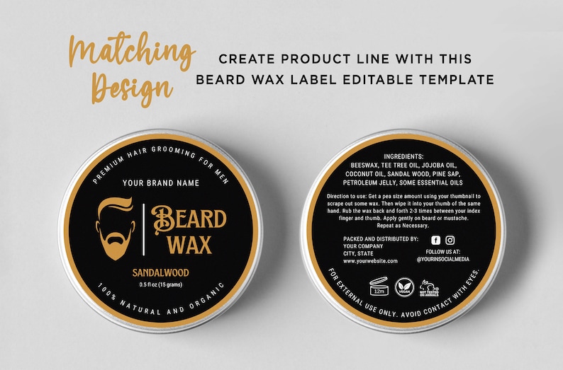 Printable Beard Oil Label Design Men Care Label Beard Oil Etsy